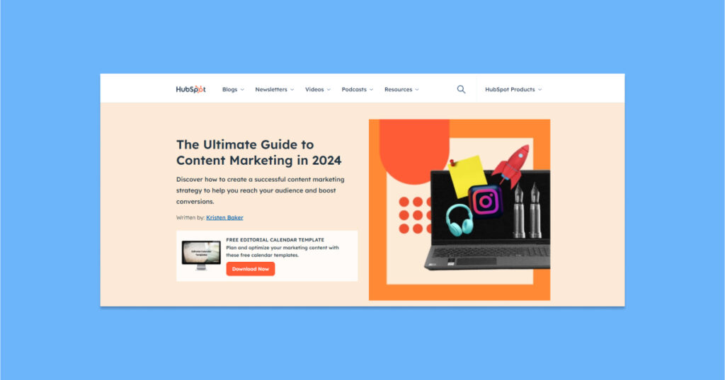 HubSpot's content marketing page example