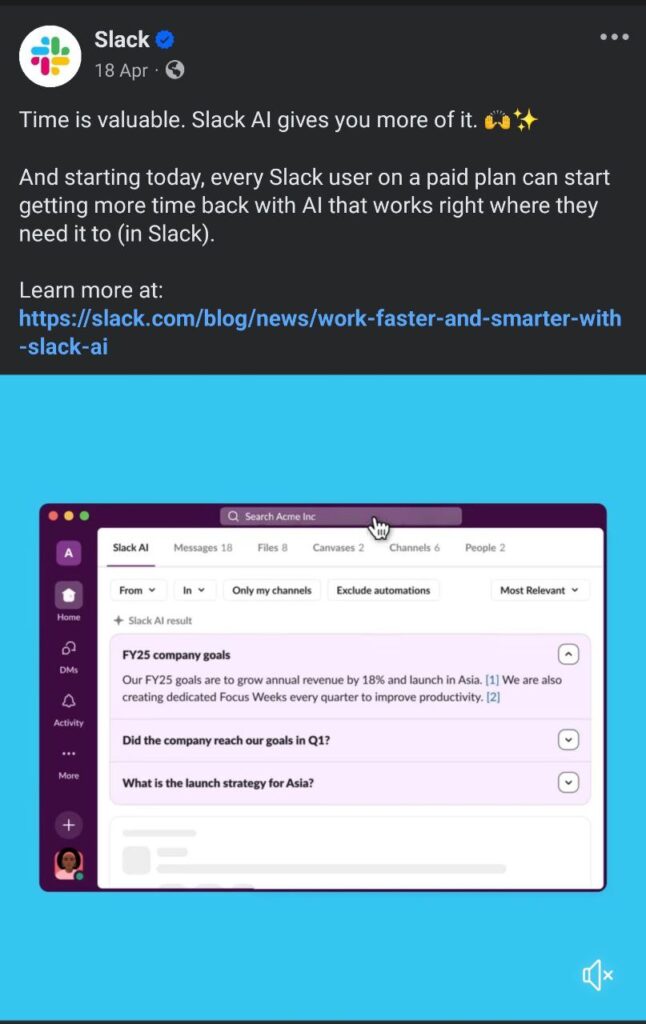 Slack Facebook ads