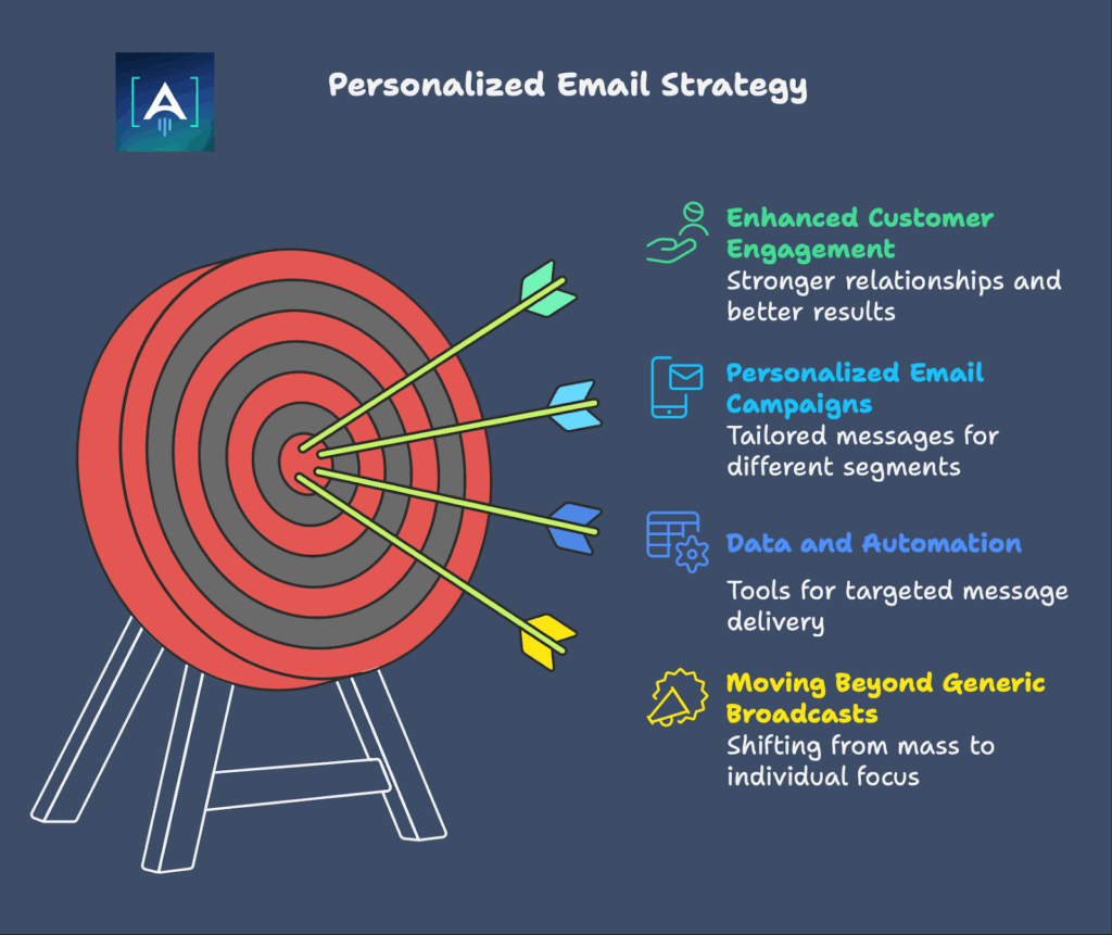 Diagram of email flows with AI showing a vibe marketing tech stack: personalization engines, automation platforms, SEO tools, and analytics systems.