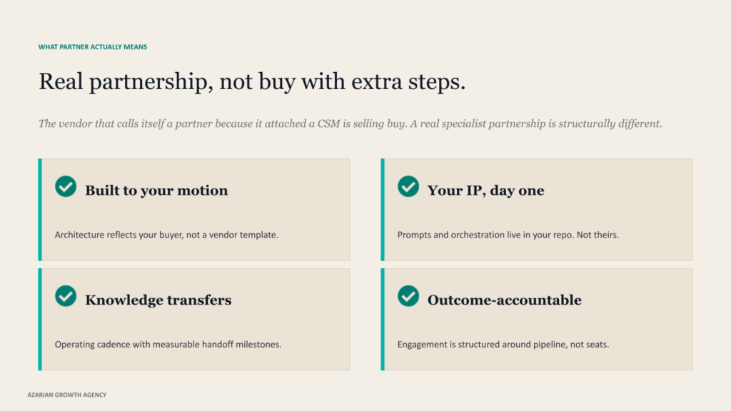 Real partnership, not buy with extra steps